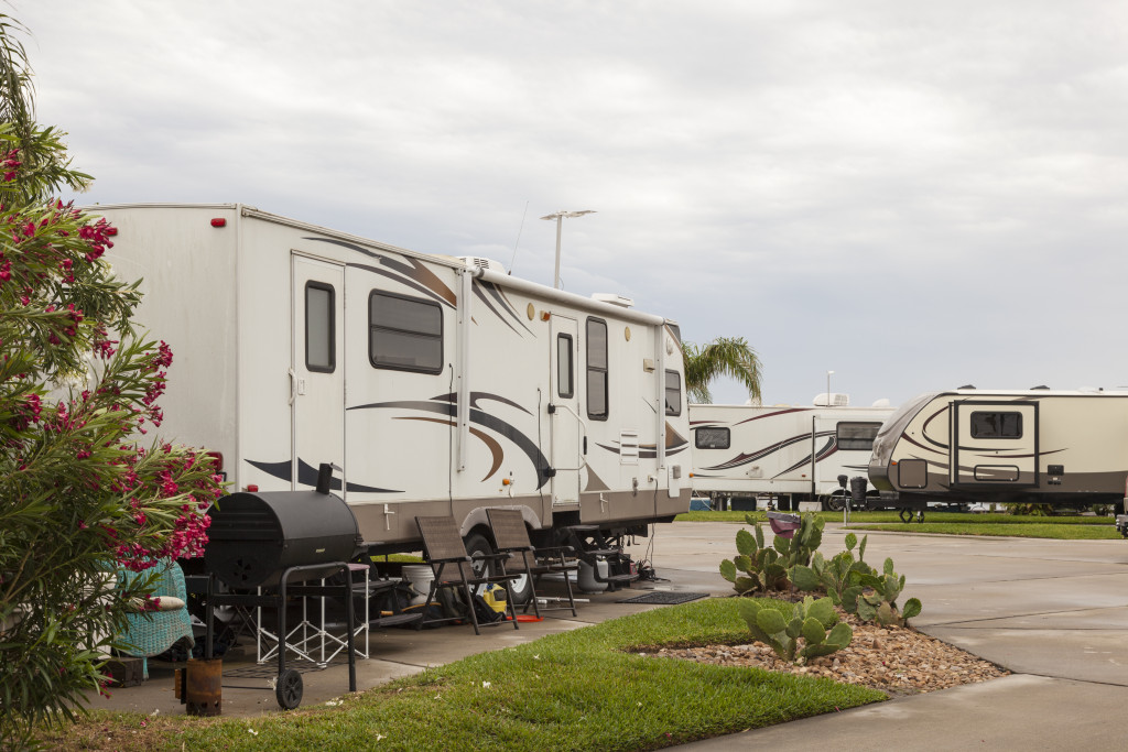 Recreational vehicles at a campsite rv park in southern united states
